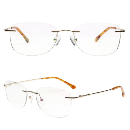 women's gold rimless glasses frames