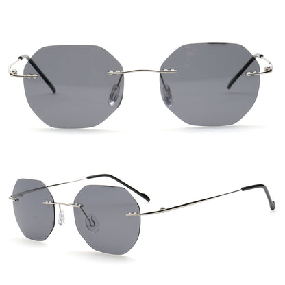 Coven | Rimless Octagon Polarized Sunglasses UV400 | Vintage Y2K Metal Frame