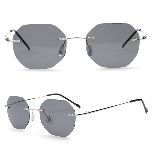Coven | Rimless Octagon Polarized Sunglasses UV400 | Vintage Y2K Metal Frame