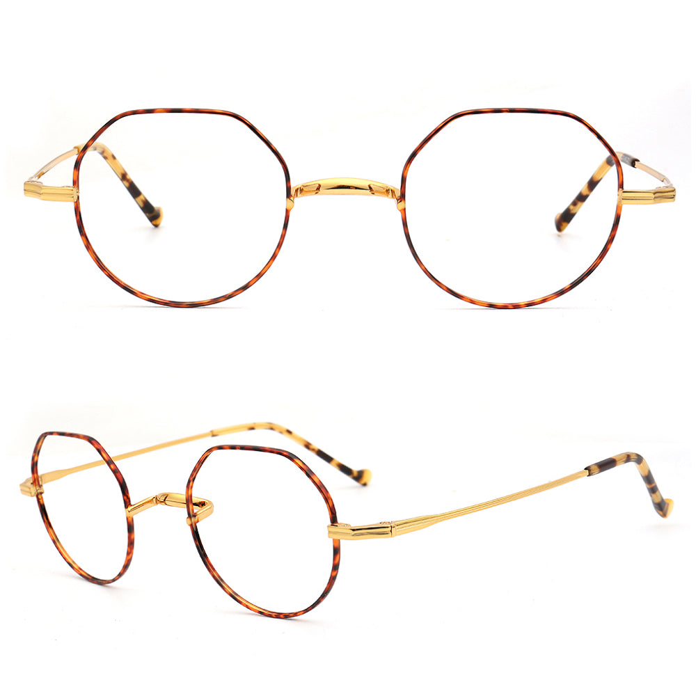 geometric gold titanium glasses frames