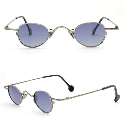 A pair of nerdy round polarized sunglasses