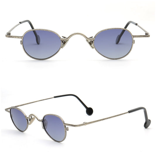 A pair of nerdy round polarized sunglasses