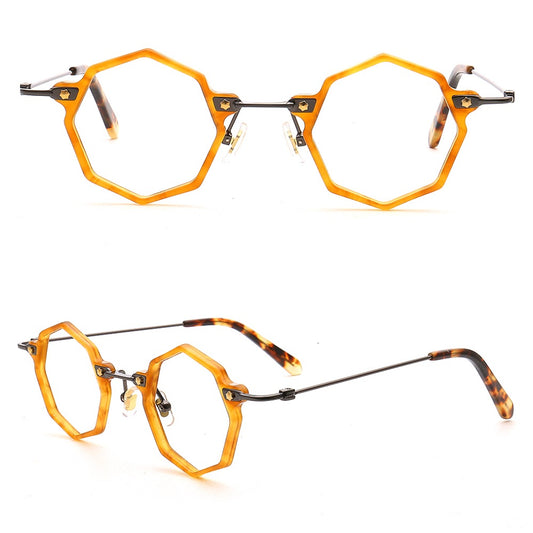 Orange geometric eyeglass frames