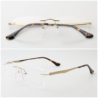 rimless rectangle glasses frames