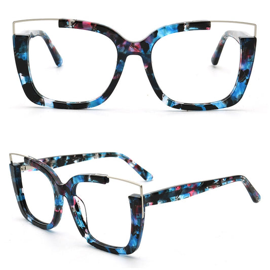 blue tortoise square women eyeglasses frames