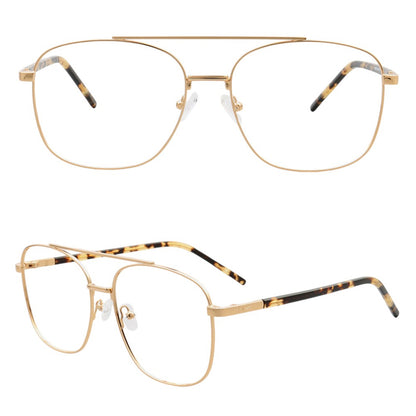 Travis | Montures de lunettes carrées en métal à double pont pour homme des années 80