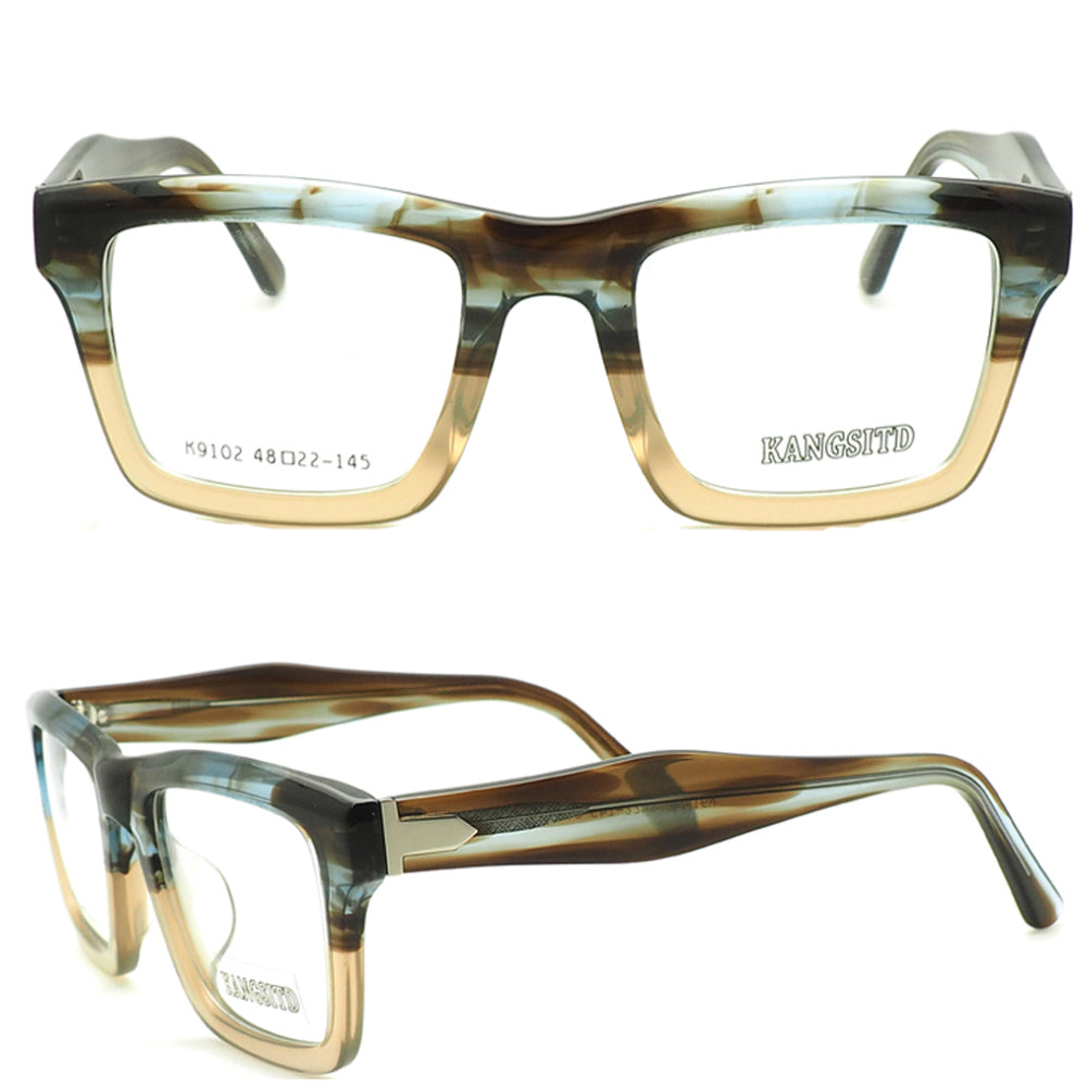 Earth | Stylish Two Tone Oversized Mens Eyeglasses | Retro Square Glasses Frames for Men