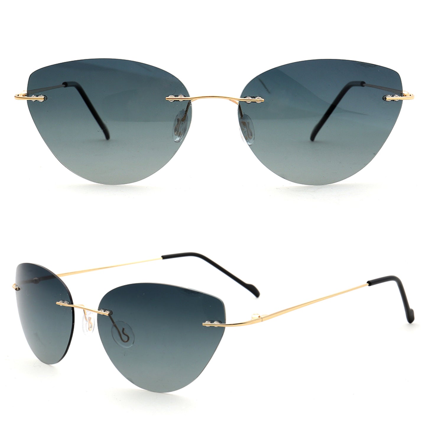 Meadow｜Y2K Womens Cat Eye Rimless Polarized Sunglasses UV400