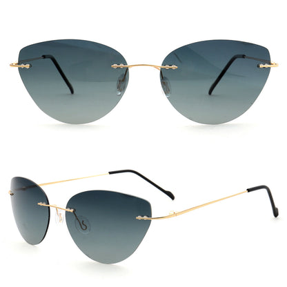 Meadow｜Y2K Womens Cat Eye Rimless Polarized Sunglasses UV400