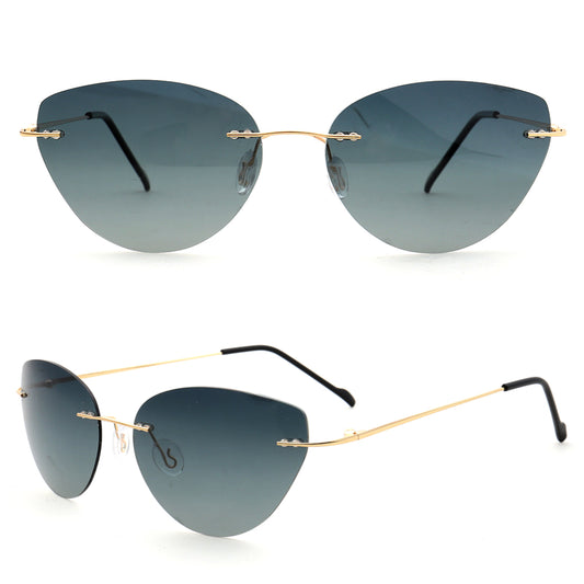 Meadow｜Y2K Womens Cat Eye Rimless Polarized Sunglasses UV400