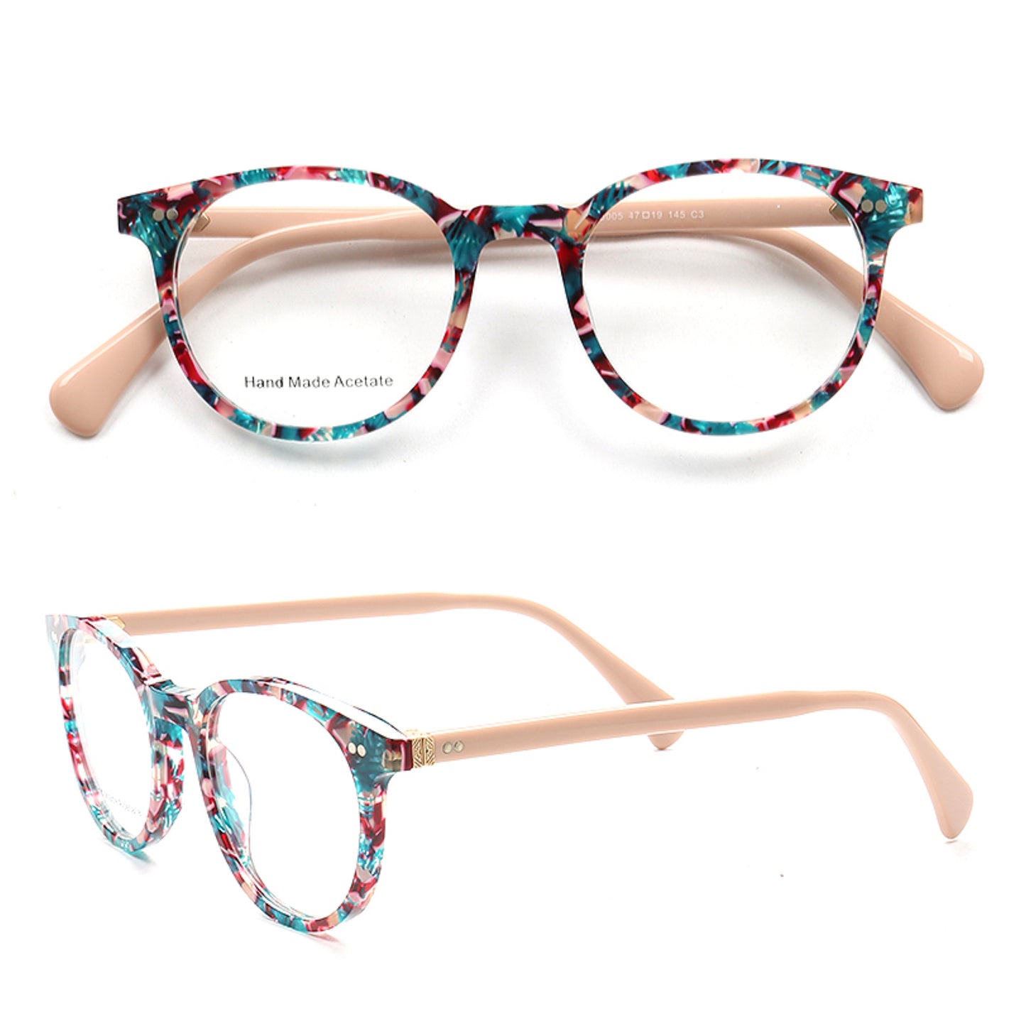 Grace | Round Patterned Acetate Eyeglasses Frames Online | Modern Womens Floral Glasses Frames