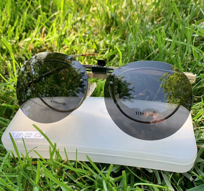 Round Clip On Flip Up Polarized Sunglasses | UV Protection For Outdoor Wear Black Night Vision