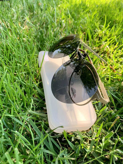 Round Clip On Flip Up Polarized Sunglasses | UV Protection For Outdoor Wear Black Night Vision