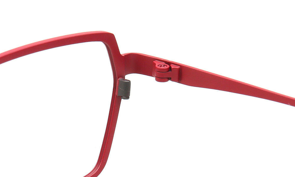 hinges of red titanium glasses frames