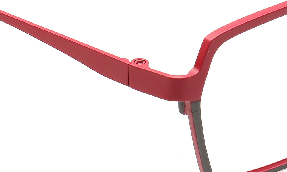 red tenple of titanium eyewear frames