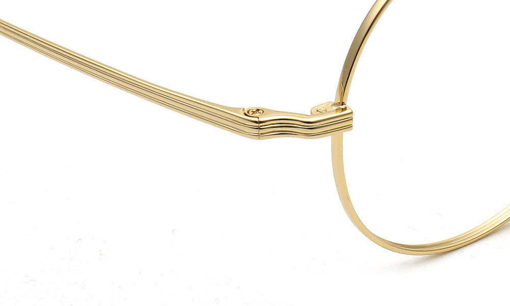temple of gold eyeglass frames round
