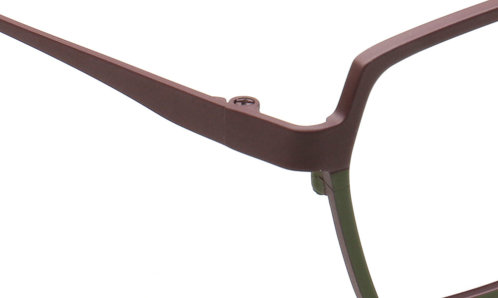 brown temple of titanium eyeglass frames