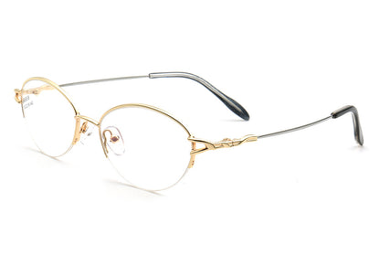 Allegra | Women Flexible Memory Metal Oval Half Rim Eyeglasses Frames