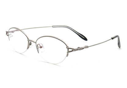 Allegra | Women Flexible Memory Metal Oval Half Rim Eyeglasses Frames