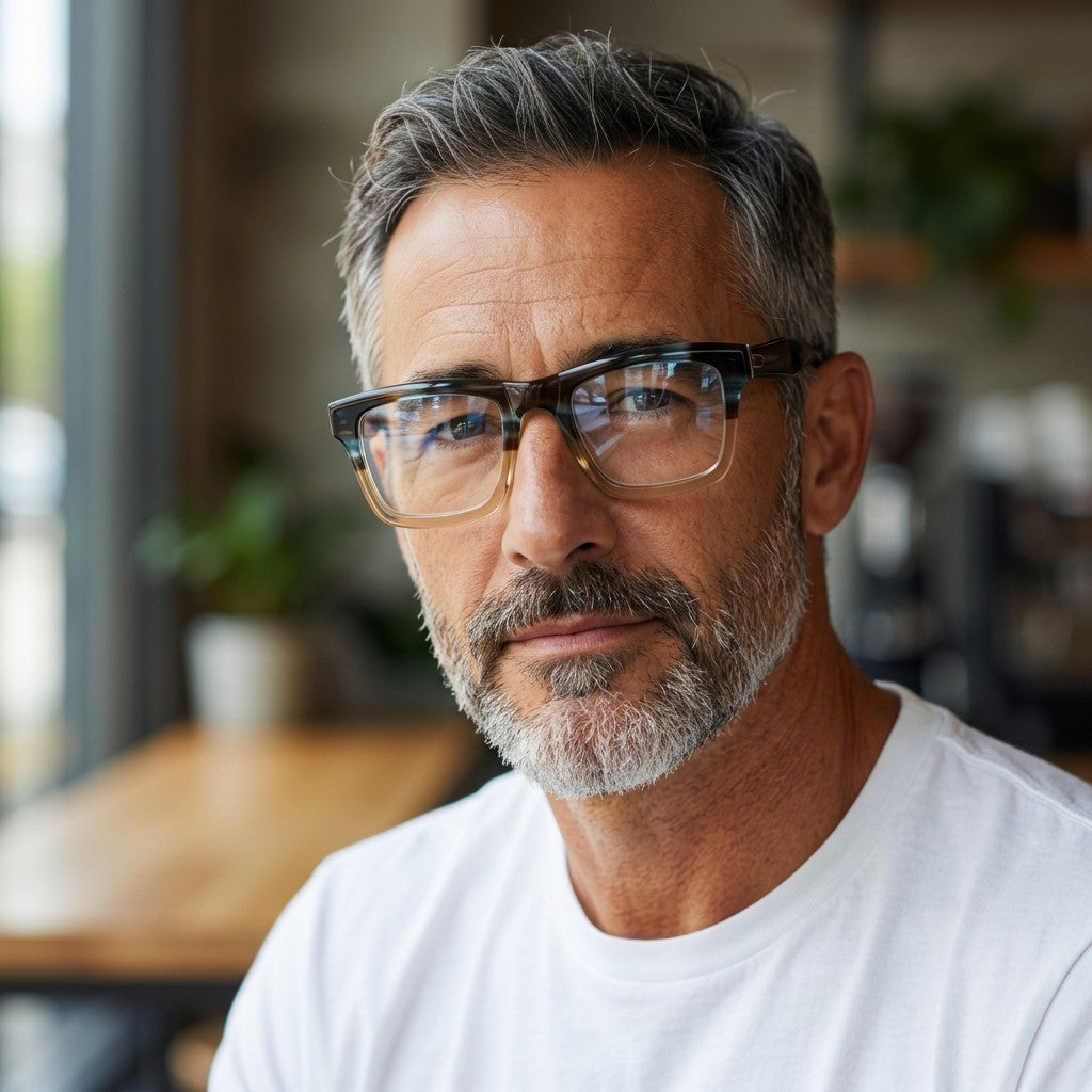 Earth | Stylish Two Tone Oversized Mens Eyeglasses | Retro Square Glasses Frames for Men