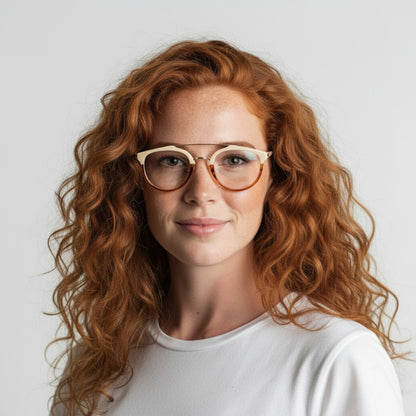 Ligue | Lunettes pour hommes en acétate à double pont | Montures de lunettes rondes rétro pour femmes