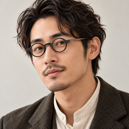 Japanese fashion matte black small round eyeglasses frames 