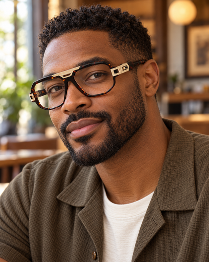 Vincent | 80s Men's Oversized Square Aviator Eyeglasses