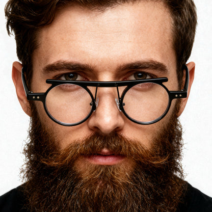 Hester | Retro Flat Top Vintage Glasses Frames Men | Round Nerd Stylish Women Eyeglasses Frames