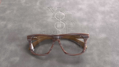 Brooks | 80s Oversized Mens Square Wood Eyeglasses