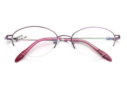 Allegra | Women Flexible Memory Metal Oval Half Rim Eyeglasses Frames