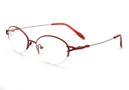 Allegra | Women Flexible Memory Metal Oval Half Rim Eyeglasses Frames