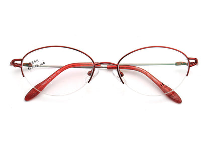 Allegra | Women Flexible Memory Metal Oval Half Rim Eyeglasses Frames