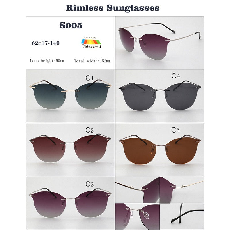 Violet｜Womens Cat Eye Rimless Polarized Sunglasses UV400