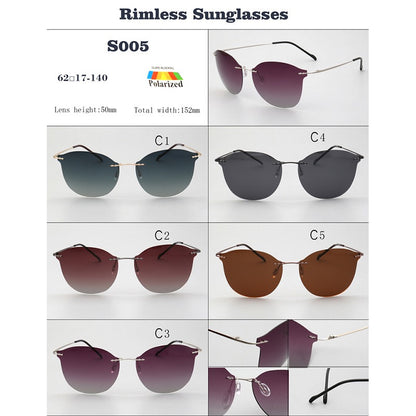 Violet｜Womens Cat Eye Rimless Polarized Sunglasses UV400