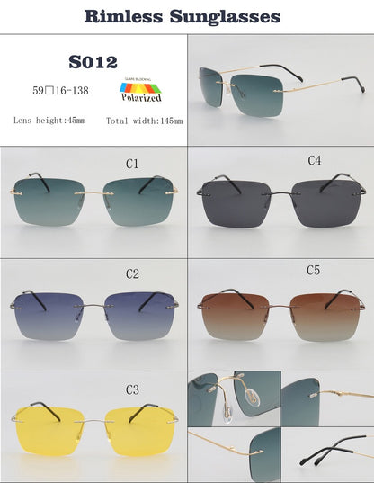 Theodore｜Rectangle Rimless Sunglasses Polarized UV400