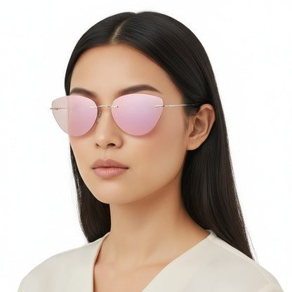 Meadow｜Y2K Womens Cat Eye Rimless Polarized Sunglasses UV400