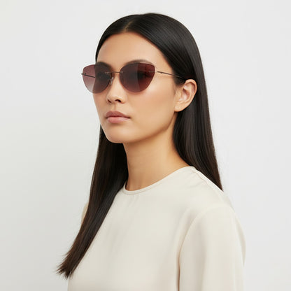 Meadow｜Y2K Womens Cat Eye Rimless Polarized Sunglasses UV400