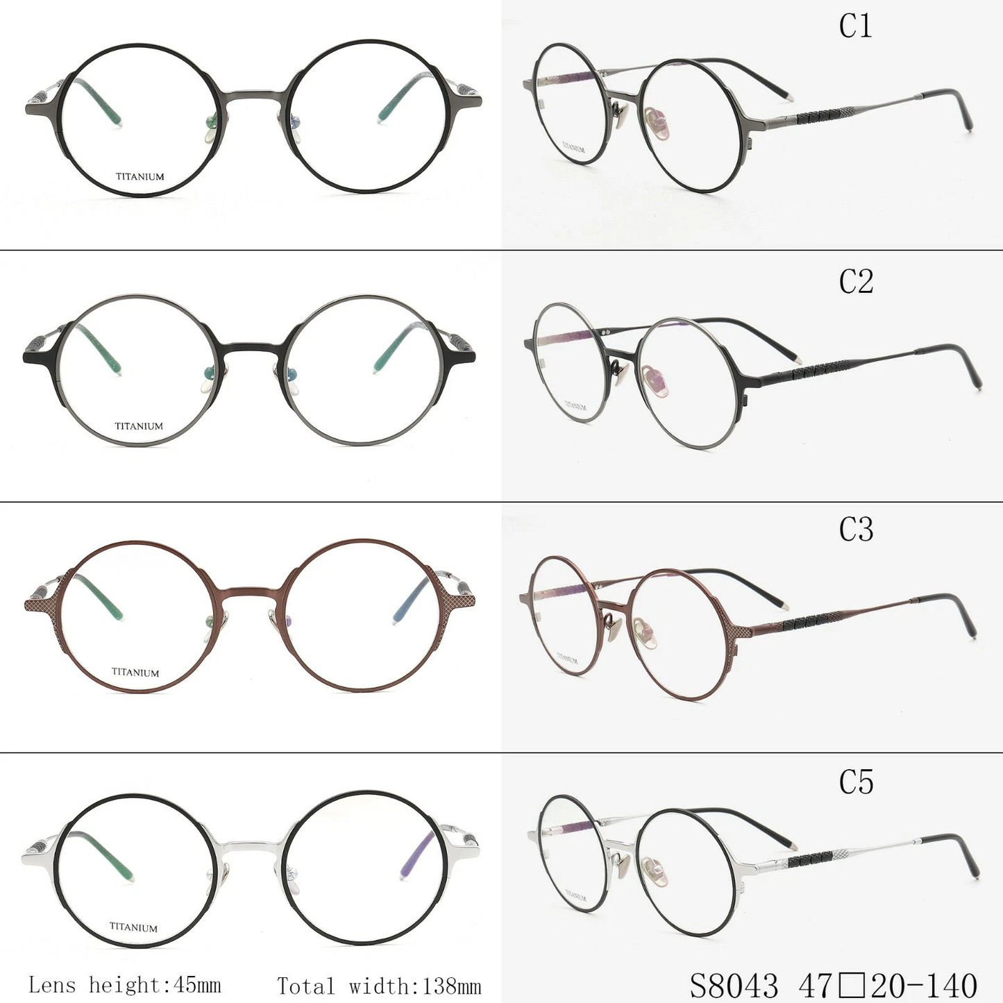 Leon | Retro Round Titanium Glasses Frames