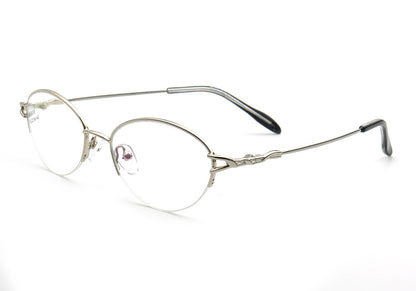 Allegra | Women Flexible Memory Metal Oval Half Rim Eyeglasses Frames
