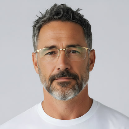 Harden | Monturas de gafas rectangulares de metal con media montura para hombre