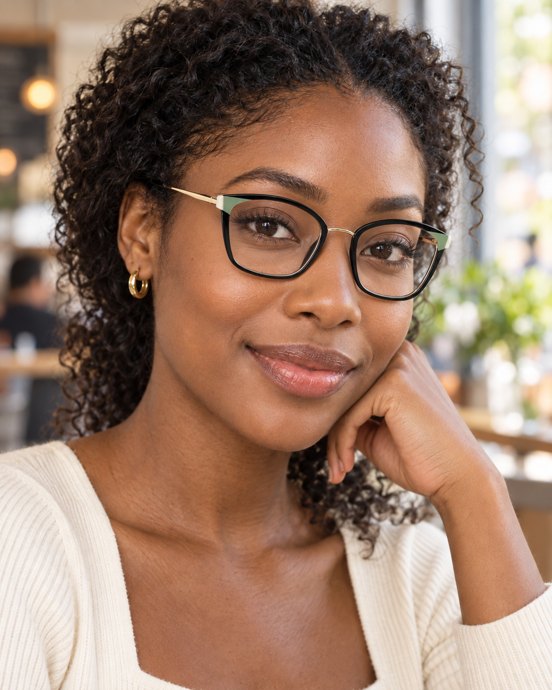 model picture for black cat eye glasses frames