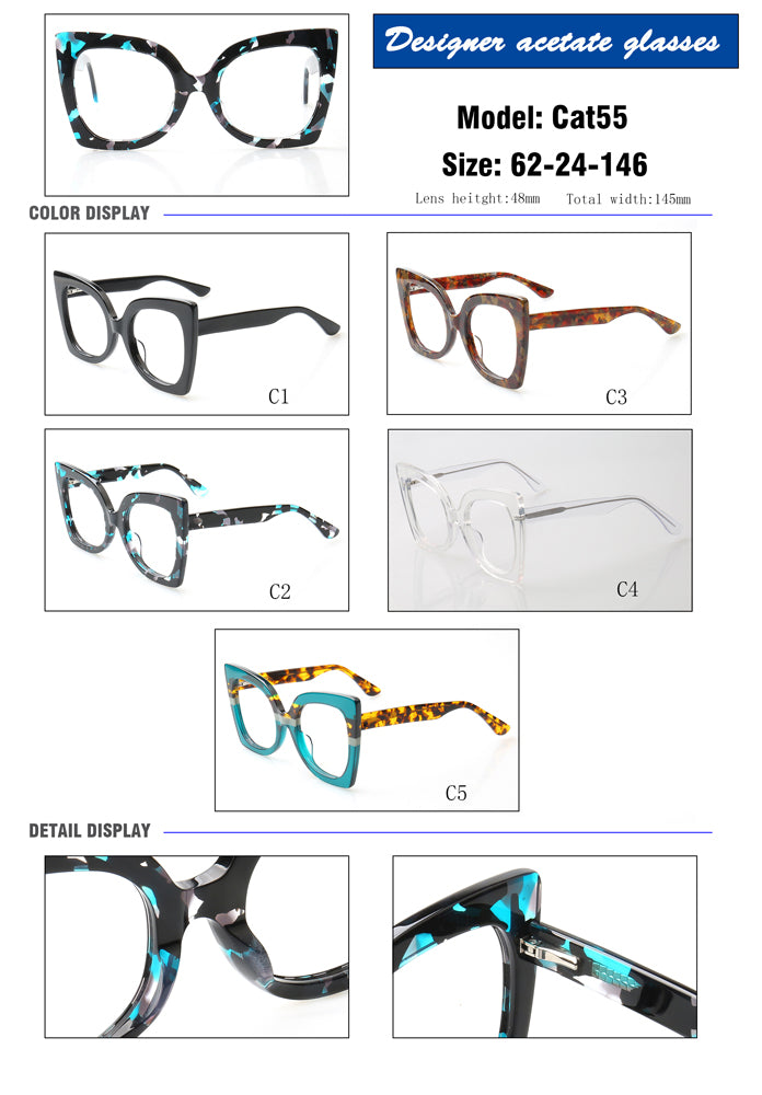 Oversized acetate eyeglasses for women
