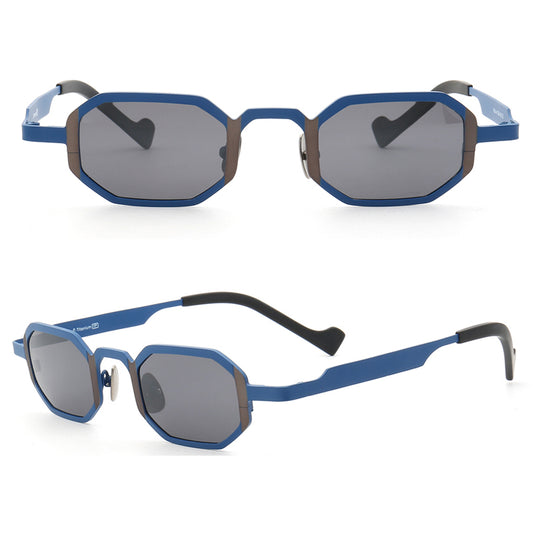 Blue rectangular titanium sunglasses