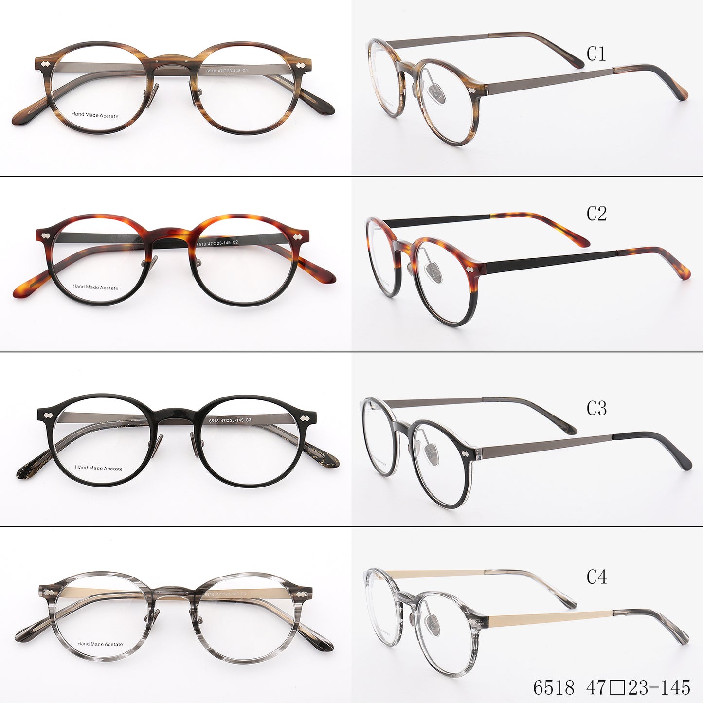 Composite round patterned eyewear frames