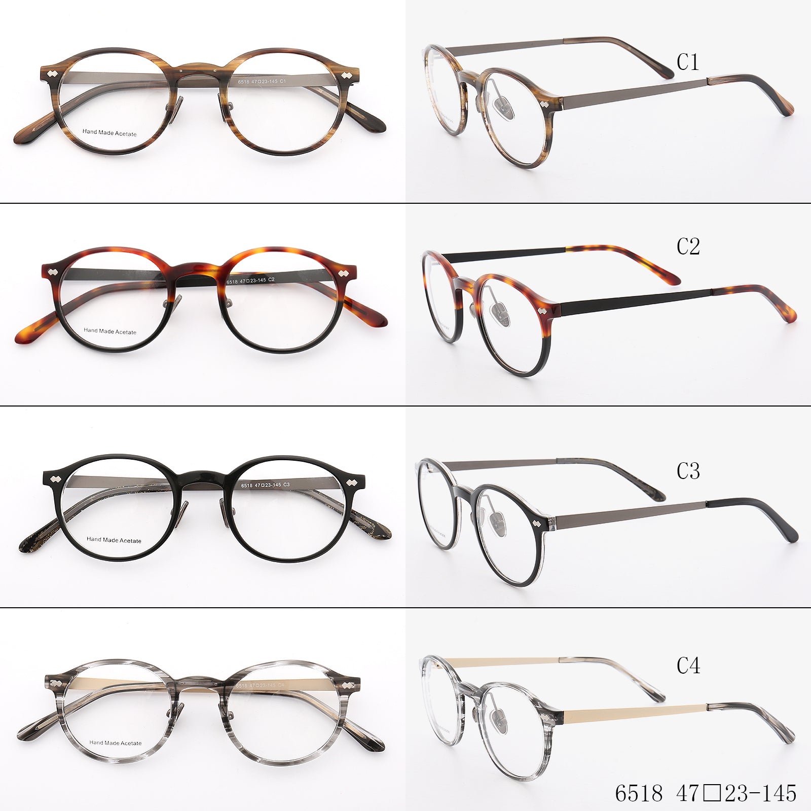 Composite round patterned eyewear frames