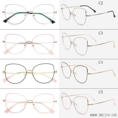Thin metal butterfly shaped eyeglasses for women