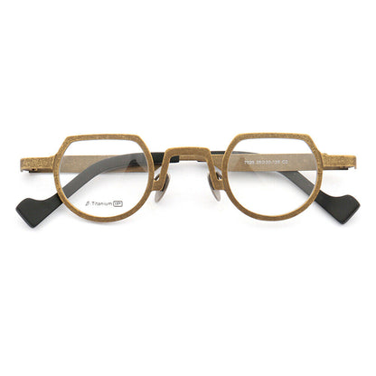 Gold shield shaped titanium eyeglasses