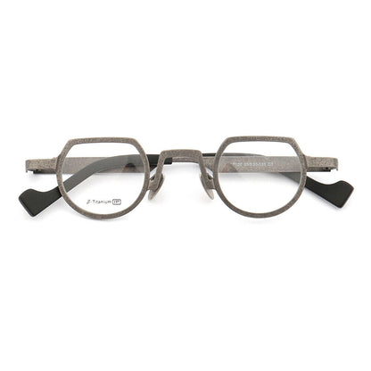 Dark grey shield shaped titanium eyeglasses