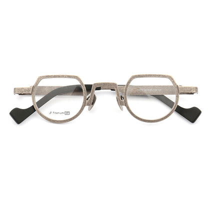 Light grey shield shaped titanium eyeglasses