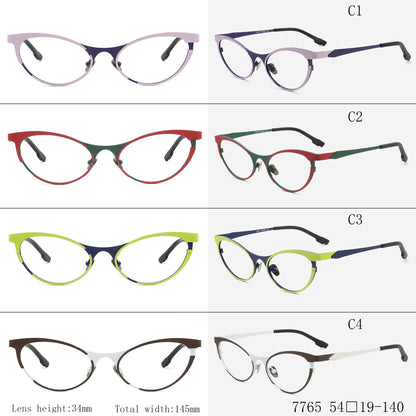 Multicolored titanium cat eye glasses